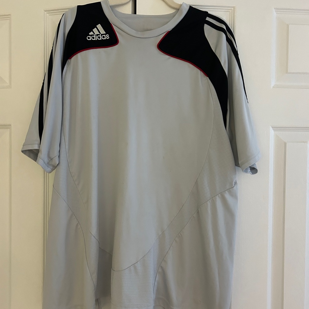 Y2K Adidas Template Training Top Soccer Jersey White Black Red Piping Size XL